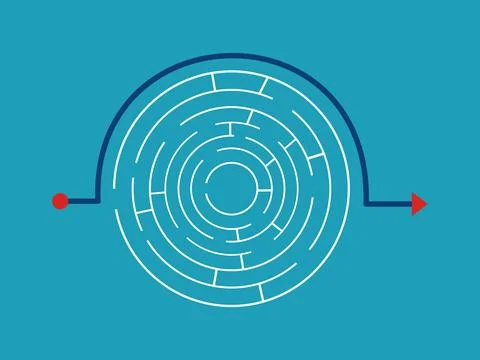 Bypass the path around the circular maze. solution concept Stock Illustration
