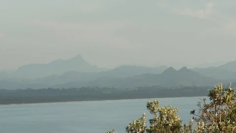 Byron Bay Lighthouse View Bay and Hinterland 2 Stock Footage 84585441