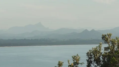 Byron Bay Lighthouse View Bay and Hinterland 3 Stock Footage 84585908