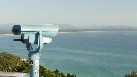 Byron Bay Lighthouse View Bay and Hinterland 1 Stock Footage 84586627