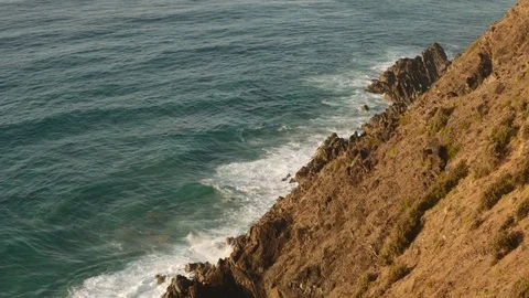 Byron Bay Lighthouse View waves and Hillside 2 Stock Footage 84589029