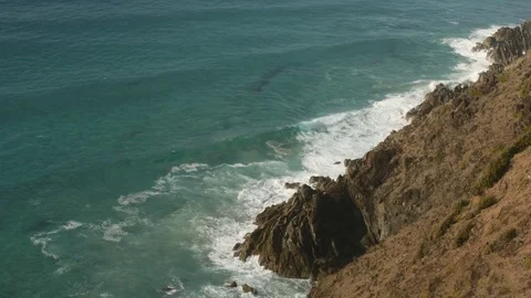 Byron Bay Lighthouse View waves and Hillside 5 Stock Footage 84592183