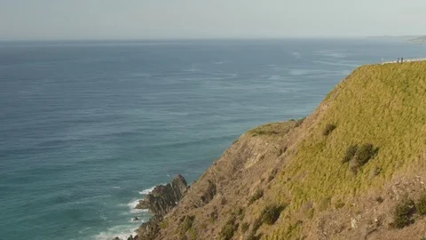 Byron Bay Lighthouse View waves and Hillside 6 Stock Footage 84592557