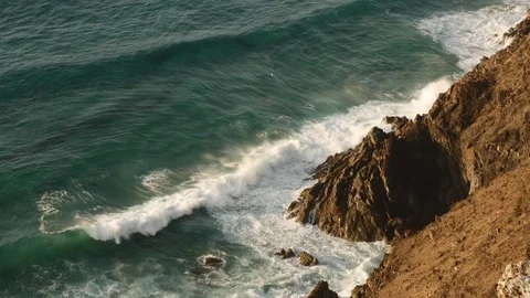 Byron Bay Lighthouse View waves and Hillside 1 Stock Footage 84625524