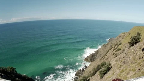 Byron Bay Lighthouse View waves and Hillside 10 Gh4 4K H264 4K Stock Footage 84875677
