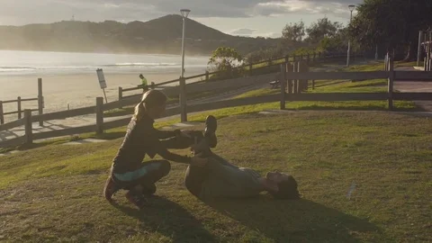 Byron Bay Main Beach Sunrise Beach Run SLOMO 6 Stock Footage 84875686
