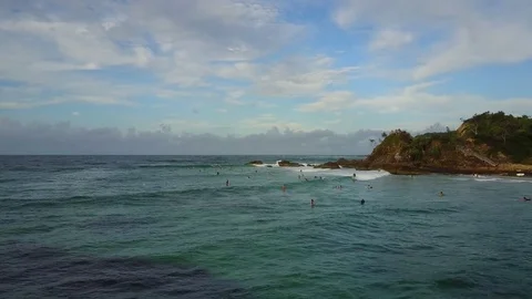 Byron Bay The Pass Premium Surf (aerial flight) Stock Footage 73843886