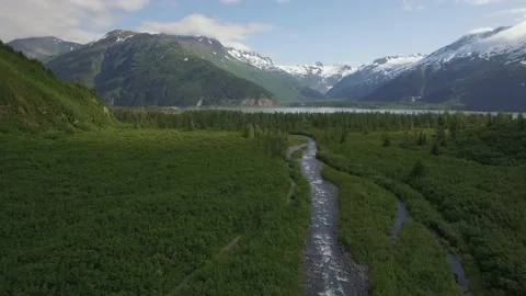 Byron glacier drone shot Stock Footage 146773103