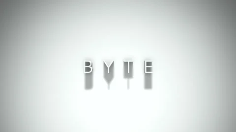 Byte 3D title animation with shadows on a white background Stock Footage 297016175