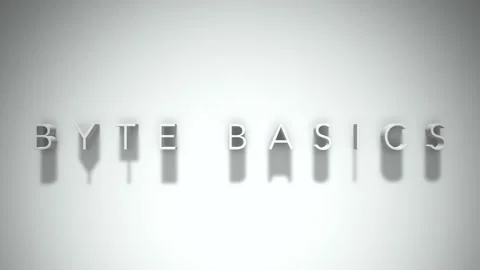 Byte basics 3D title animation with shadows on a white background Stock Footage 297016080