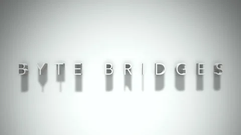 Byte bridges 3D title animation white text on a white background Stock Footage 299644859