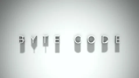 Byte code 3D title animation with shadows on a white background Stock Footage 297016077