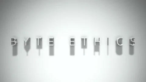 Byte ethics 3D title animation with shadows on a white background Stock Footage 297016099