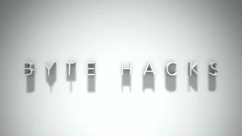 Byte hacks 3D title animation with shadows on a white background Stock Footage 297016119