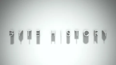 Byte history 3D title animation white text on a white background Stock Footage 299369284