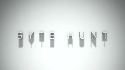 Byte hunt 3D title animation with shadows on a white background Stock Footage 297517744