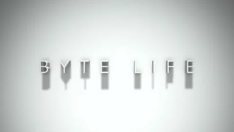 Byte life 3D title animation with shadows on a white background Stock Footage 297016108