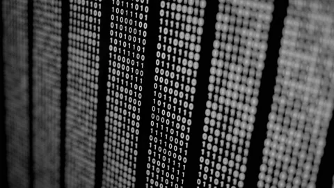 Byte Rows Running on Black Background Stock Footage 158864057