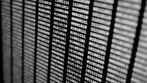 Byte Rows Running on Black Background Video stock 158864059