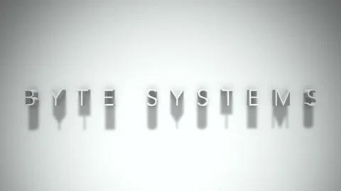 Byte systems 3D title animation white text on a white background Stock Footage 299369275