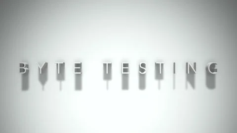 Byte testing 3D title animation white text on a white background Stock Footage 299369262