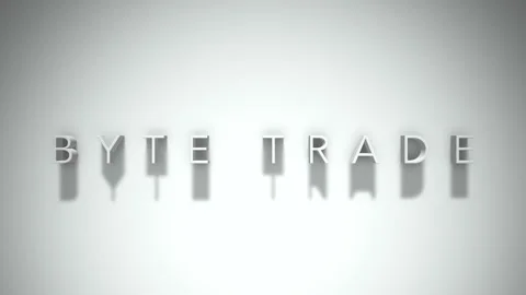 Byte trade 3D title animation with shadows on a white background Stock Footage 297515477
