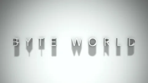 Byte world 3D title animation with shadows on a white background Stock Footage 297016226