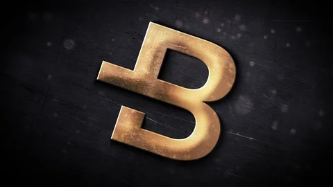 ByteCoin Symbol Logo on Particle Background. 4K High Resolution ByteCoin. Video stock 97144782