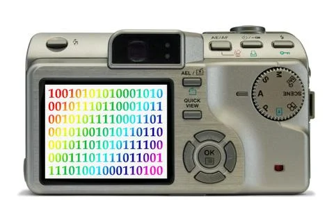 Bytes on display of digital camera Stockfoto's