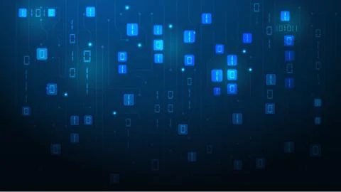 Bytes of zeros and binary units pass through the network. EPS 10 Stock Illustration