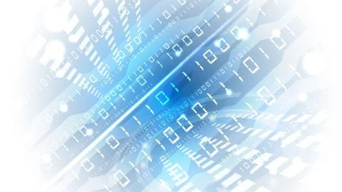 Bytes of zeros and binary units pass through the network. High-tech digital n Illustrazione stock