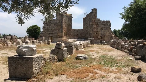 Byzantine Basilica, Perge Ancient City, Antalya, Turkey Stock Footage