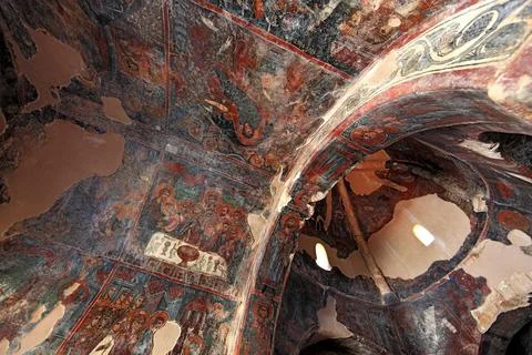 Byzantine church Panigia Kera near Kritsa well preserved and restored Stock Photos