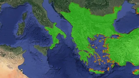 Byzantine Empire boundaries - Animation Conquest and Cartographic Visualization Stock Footage 339793091