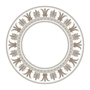 Byzantine vector round frame with arabesques, floral elements. Traditional  Stock Illustration