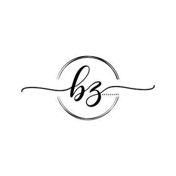 BZ Initial handwriting logo with circle template vector Stock Illustration