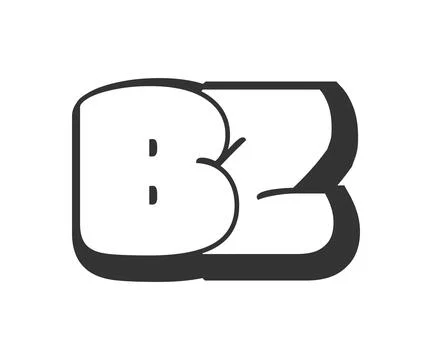 BZ logo, bubble comic lettering, rounded in graffiti style black and white .. Stock Illustration