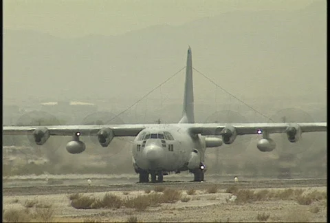 C 130 Landing Stock Footage 313389