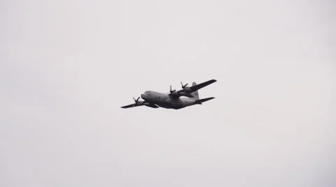 C-130 USAF flying low Stock Footage 68635719