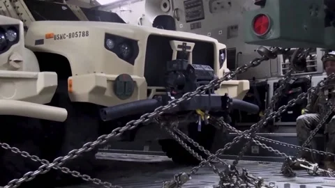 C-17 Globemaster Transport HIMARS Rocket (5) Stock Footage 234638123