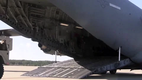 C-17 Globemaster Transport HIMARS Rocket (8) Stock Footage 234638137