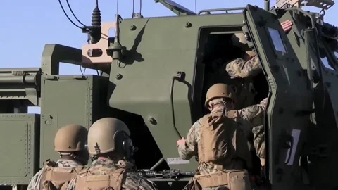 C-17 Globemaster Transport HIMARS Rocket (12) Stock Footage 234638165