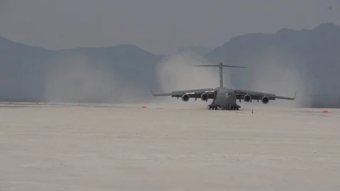 C-17 plane lands at White Sands Missile Range during joint exercise - 2016 Stock Footage 93131127