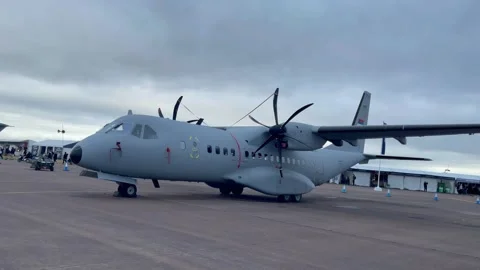 C-295 is a medium tactical transport aircraft displayed at AeroIndia Airshow. Vídeo Stock 341325310