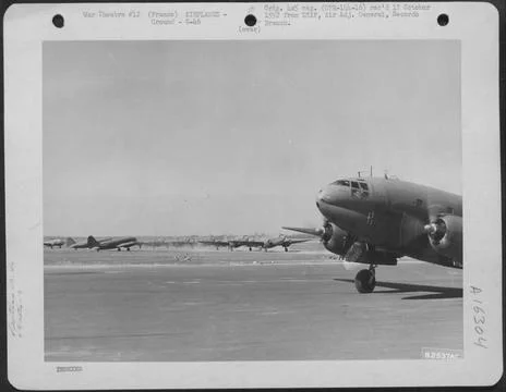 C-46 Commandos Of The 9Th Troop Carrier Command Await A Signal To Take Off... Stock Photos