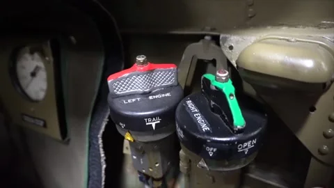 C-47 'Drag 'Em Oot' hydraulic cowl flaps. Stock Footage 240911361