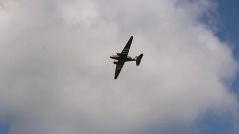 C 47 Sky train flyby Video stock 74598180