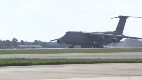 C-5 Super Galaxy accelerating for take off Stock Footage 96147773