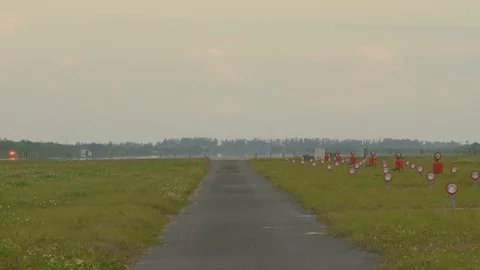 C-5M Super Galaxy cargo aircraft lands at Shuttle Landing Facility at KSC - 2017 Stock Footage 98242705
