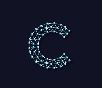 C Alphabet Creative Technology Connections Data Store Logo Design Concept Illustrazione stock